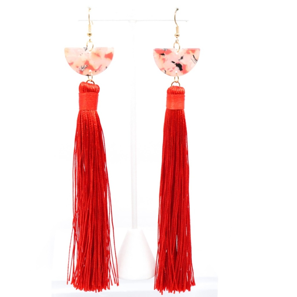 The Marble Tassel Earrings - Marble